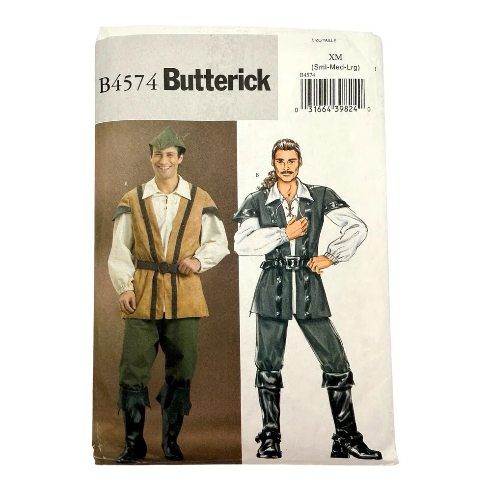 VTG 2005 Butterick Sewing Pattern Mens Costumes Robin Hood Pirate Sz S-M #B4574